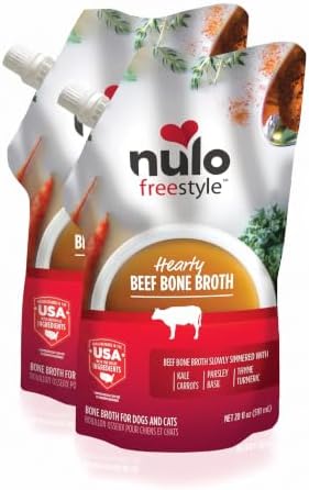 Nulo Freestyle Bone Broth, Premium Food Topper for Cats and Dogs, with Collagen and Chondroitin Sulfate to Help Boost The Quality of Your Pet’s Coat and Skin, 20 FL Oz Pouch (Pack of 2) by NuloPetFoodInc