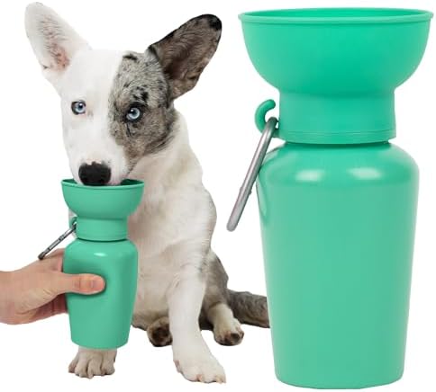 Springland 20oz Flip Portable Dog Water Bottle with Collapsible Bowl, Green by Springland
