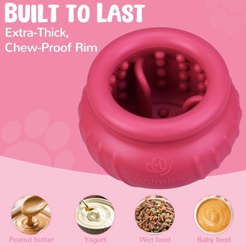 Wobbly Dog Enrichment Lick Toy, Stuffable Frozen Lick Bowl to Keep Dogs Busy, Long-Lasting Interactive Treat Dispensing Dog Toy, Silicone Fetch Catch Chew Toy(Rose,L) - Image 4