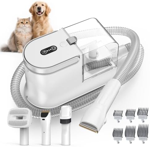 Dog Grooming Vacuum, Dog Grooming Kit, 3 Suction Modes Dog Brush Vacuum with 5 Pet Grooming Tools (Wheaten) by Unknown