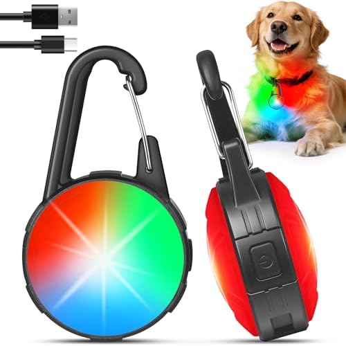 2 Pack Double Sided Dog Collar Light, 6 Modes Dog Lights for Night Walking, Rechargeable LED Pet Collar Light for Nighttime Clip on, IP68 Waterproof Pet Walking Accessories by QIZIYARDALL