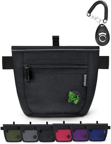 Gobeigo 2 Cup Magnetic Closure Dog Treat Pouch with Training Clicker(Black) by Gobeigo