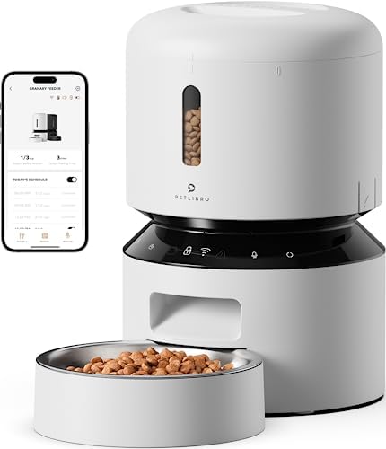 PETLIBRO Automatic Cat Feeder, 5G WiFi Automatic Pet Feeder with Freshness Preservation, 3L Timed Cat Feeders for Dry Food, Up to 48 Portions 10 Meals Per Day, Granary Pet Feeder for Cat/Dog, White by Unknown