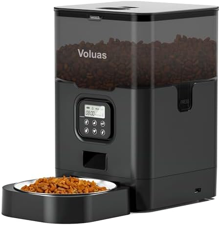VOLUAS Automatic Cat Feeder, 4L Timed Dry Food Dispenser for Cats & Dogs by Voluas