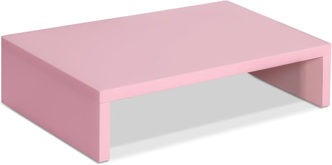 TEAMIX Pink Monitor Stand Riser, Wood Monitor Riser with Storage for Desk Small Monitor Stand TV/Screen/PC/Laptop Riser Computer Stand Desktop Shelf (Pink-14.2 inch) by TEAMIX