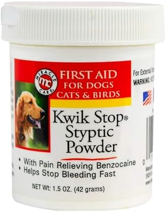 Miracle Care Kwik Stop Styptic Powder for Dogs, Cats, and Birds, 1.5 Ounce by MiracleCare