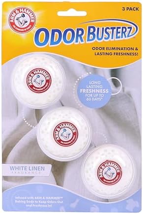 Arm & Hammer OdorBusterz® Odor Eliminator Balls, White Linen, 3 Count – Baking Soda Odor Control for Closets, Drawers, Hampers & Small Spaces by ARMHAMMER