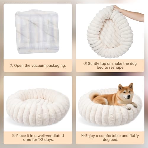 Donut Small Medium Dog Bed Washable Kitty & Puppy Bed,28ins White - Image 6