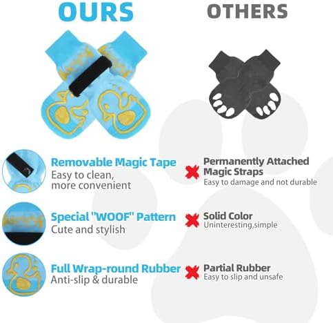 KOOLTAIL Dog Socks Shoes for Hot Pavement to Prevent Licking Paws, Winter Dog Boots&Paw Protector for Hardwood Floors Anti Slip,Traction Control Grip Booties for Small Medium Large Senior Dogs,Blue SM - Image 7