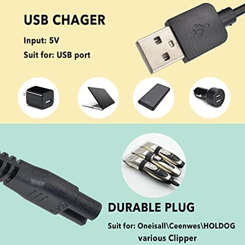 Universal Hair Clipper Charger Cord, Replacement Charger Cable Compatible with Various Dog Clippers,Fit oneisall Dog Clippers,Fit SUPRENT Hair Clippers etc, 5V Power Adapter Charging Line - Image 5