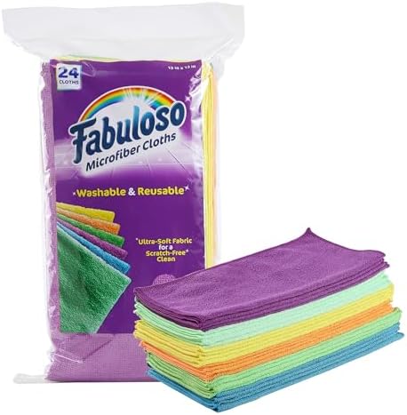 Fabuloso Microfiber Cleaning Cloths, Rainbow, 13x13 in, 24 Count (Pack of 10) by Fabuloso