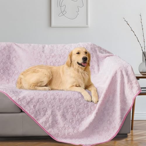 Stuffed Premium Soft Dog Blanket, Flannel Pink Stuff Cute Paw Print, 43 * 66 inches, Cat Blanket Puppy Supplies Dog Products Stuff Essentials - Image 3