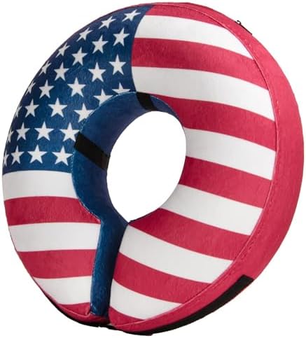 BENCMATE Inflatable Dog Cone Collar Alternative After Surgery Large, Flag by BENCMATE