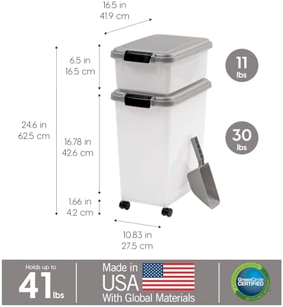 IRIS USA Dog Food Storage Container, Up to 30+11 lbs, Gray/Dark Gray - Image 3