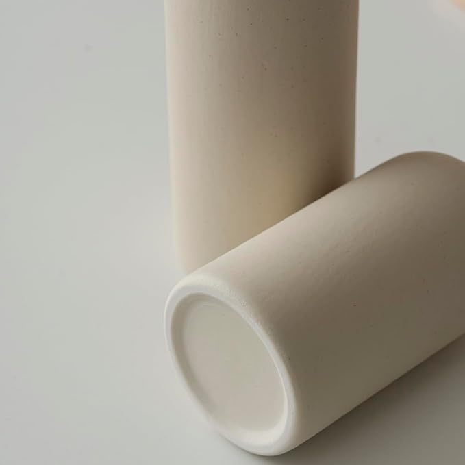 Modern Ceramic Vase Set, Neutral Colors, Decorative Vases for Home Decor, 4 Piece Collection (Beige) - Image 9