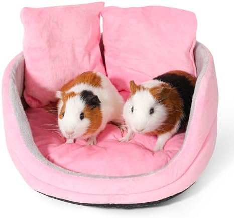 Guinea Pig Couch - Guinea Pig Bed, Removable Cushioned Pillow, Round Cuddle Cup Shape, Pure Pink and Gray, Ideal Bed for Small Pets by ONEJU