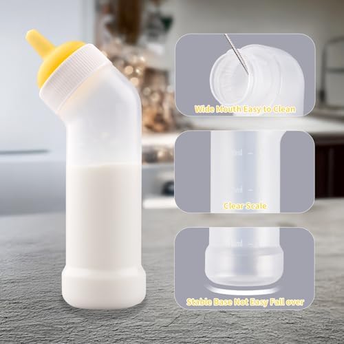 Pet Nursing Bottle for Newborn Animals,Kitten Bottle Feeding Kit Silicone Nipple for Kittens Puppys Rabbits Squirrel (Yellow, Small+Medium+Large) - Image 6