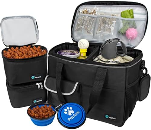 PetAmi Dog Travel Bag Organizer, Pet Supplies Tote Diaper Bag, Black Medium by PetAmi