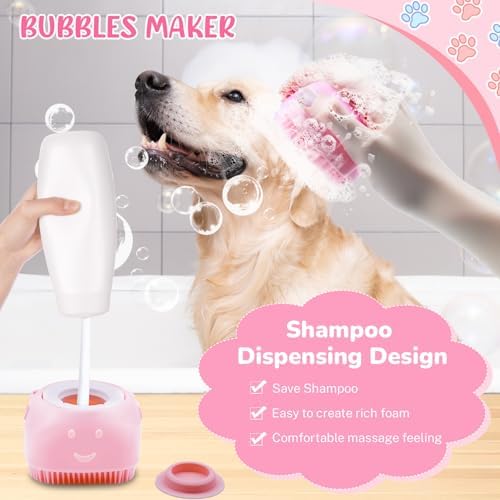 Dog Grooming Kit for Shedding – 8-Piece Pet Grooming Supplies with Deshedding Brush, Bath Gloves, Towels & Silicone Toothbrush | Ideal for Dogs, Cats, Small and Large Pets (Pink) - Image 3