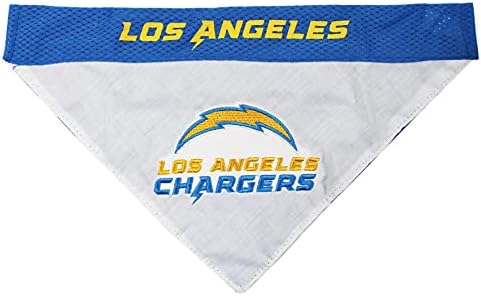 Pets First NFL DOG BANDANA - LOS ANGELES CHARGERS REVERSIBLE PET BANDANA. 2 Sided Sports Bandana with a PREMIUM Embroidery TEAM LOGO, Small/Medium. - 2 Sizes & 32 NFL Teams available - Image 3