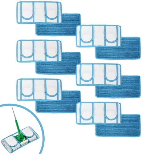 Microfiber Reusable Mop Pad | Durable Machine Washable Floor Cleaning Pads | Swiffer Compatible Dry Mop Pads (6 Pack) by OldHomeKitchen
