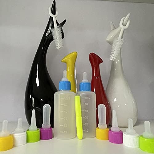 Pet Bottle Kit, Squeeze Liquid Replaceable Silicone Teat for Newborn Kittens, Puppies, Rabbits, Small Animals Replacement Teat Cat Feeding Bottle Feeding Tool - Image 5