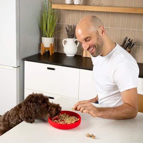 Slow Feeder Dog Bowl - Silicone Dog Bowl, Medium, 7.5" x 1.5" - Cherry - Image 3