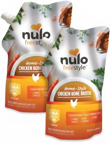 Nulo Freestyle Bone Broth, Premium Food Topper for Cats and Dogs, with Collagen and Chondroitin Sulfate to Help Boost The Quality of Your Pet’s Coat and Skin, 20 FL Oz Pouch (Pack of 2) by NuloPetFoodInc
