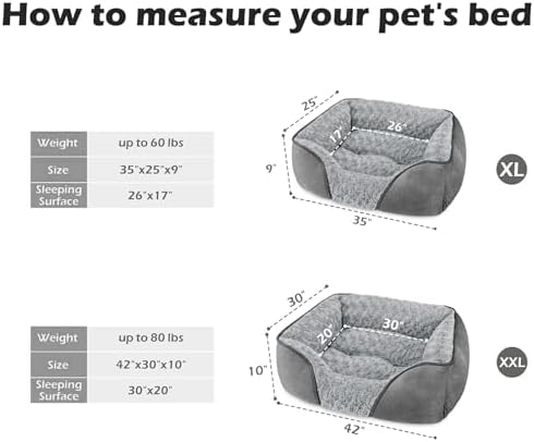 INVENHO XX-Large Dog Bed Rectangle Washable Orthopedic Soft Calming Sleeping Durable Pet Cuddler with Anti-Slip Bottom - Image 3