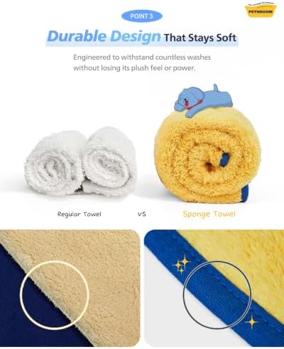 PETHROOM Ultra Absorbent Pet Towel | Quick-Drying, Soft Microfiber Dog & Cat Bath Towel | Lightweight, Durable, Fast Water-Soaking | Ideal for All Breeds (Medium) 15.7" x 31.5" - Image 6