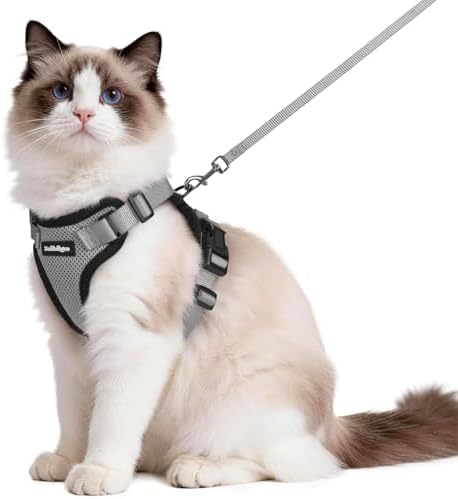rabbitgoo Cat Harness and Leash Set, Escape Proof Vest, Grey by rabbitgoo