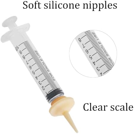 Pet Feeding Syringe with Soft Silicone Nipples, Newborn Nursing Feeder for Kittens, Puppies, Rabbits, Small Animals(5ml+10ml +10 Nipples) - Image 3