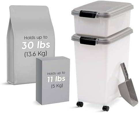 IRIS USA Dog Food Storage Container, Up to 30+11 lbs, Gray/Dark Gray - Image 2