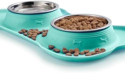 Hubulk Pet Dog Bowls 2 Stainless Steel Dog Bowl with No Spill Non-Skid Silicone Mat + Pet Food Scoop Water and Food Feeder Bowls for Feeding Small Medium Large Dogs Cats Puppies (Small, Mint Green) - Image 5