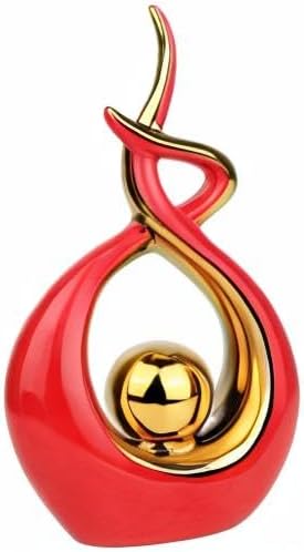 Norrclp Home Decor Modern Abstract Art Ceramic Statue Table Decorations for Dining Room Living Room Office Centerpiece (Red and Gold, Small) - Image 9