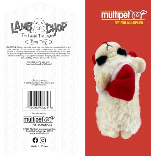 Multipet Lamb Chop Dog Plush Toy with Santa Hat - Squeaky Toy - Image 5