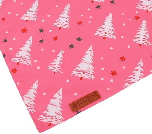 ADOGGYGO Pink Christmas Dog Bandana, Santa Xmas Tree Dog Scarf, Adjustable Fit Pink Pet Christmas Bandanas for Medium Large Dogs (Large) - Image 6