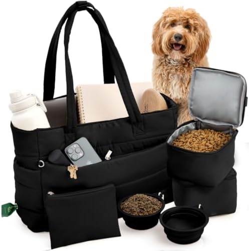 Rubyloo Puffer Dog Travel Bag for Dog Moms, Diaper Bag with Travel Bowls by Rubyloo