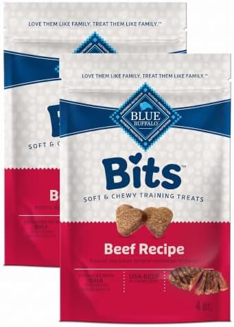 Blue Buffalo Bits Soft Dog Treats for Training,Made with Natural Ingredients & Enhanced with DHA,Beef Recipe,4-oz Bag,(Pack of 2) by BlueBuffaloCompanyLtd