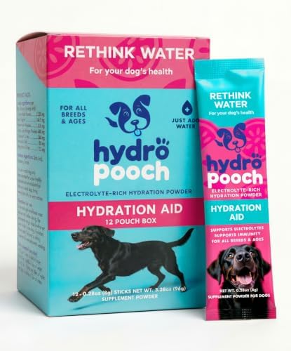 HydroPooch Dog Electrolyte Supplement, Hydration Powder & Water Flavor Enhancer for Dehydration Recovery, Heat, Exercise & Travel, Rehydration Support for Dogs, 12 Single-Serve Packets (8g Each) by Unknown