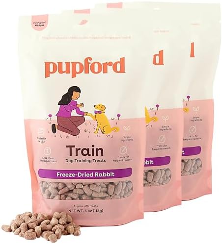 Pupford Freeze Dried Dog & Puppy Training Treats (Rabbit, 4 oz, 3 Pack) by Pupford