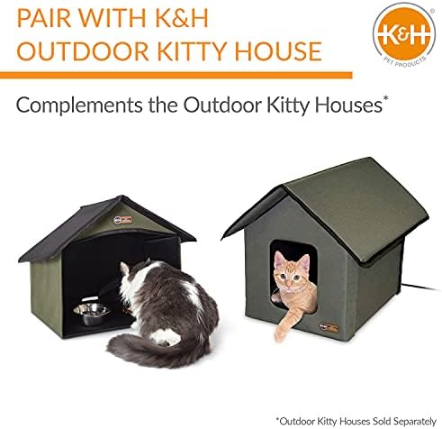 K&H Outdoor Cat Dining Room, Covered Outdoor Feeding Station Shelter, Olive - Image 6