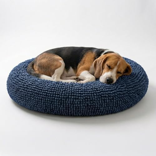 Muddy Mat®Cloud K-9 Bed for Dogs & Cats, Soft & Relaxing Donut Dog Bed, Chenille Material, Removable Cover, Washable & Dryer Safe–Navy Blue Medium(35'x35') by MuddyMat%C2%AE
