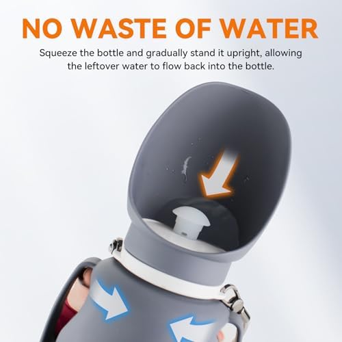 Dog Water Bottle 27 OZ Large Capacity Dog Travel Water Bottle with Drinking Trough Pet Drinking Feeder for Outdoor Walking/Hiking/Travel, Grey - Image 5