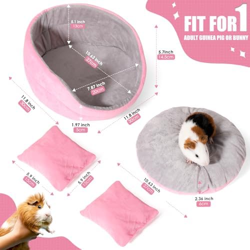 Guinea Pig Couch - Guinea Pig Bed, Removable Cushioned Pillow, Round Cuddle Cup Shape, Pure Pink and Gray, Ideal Bed for Small Pets - Image 6