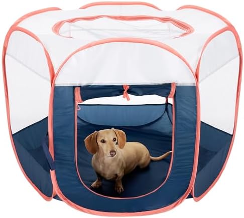 Furhaven Portable Dog Playpen Cat Tent, Pet Playground,Kennel Foldable Indoor Outdoor Zippered Puppy Crate - Navy, Medium by FurHaven