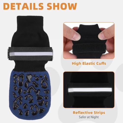 KOOLTAIL Anti Slip Dog Socks to Prevent Licking Paws,Dog Shoes for Hot Pavement, Reflective Traction Control Booties, Dogs Boots & Paw Protector for Hardwood Floors Small Medium Large Senior Dogs - Image 3