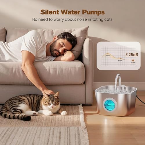 Cat Water Fountain Stainless Steel: Pet Fountains for Cats/Dog Indoor 74oz - Image 5