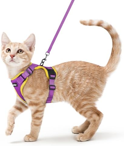 rabbitgoo Cat Harness and Leash Set, Escape Proof Vest, Purple & Yellow by rabbitgoo