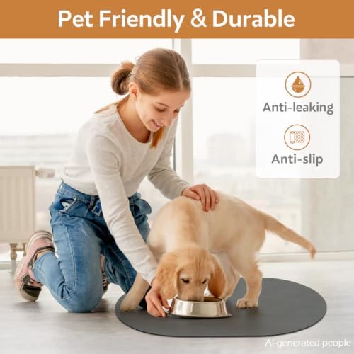 MontVoo Absorbent Dog Food Mat-Dog Mat for Food and Water Bowl | Quick Dry Pet Dish Mat, No Stains & Easy Clean Cat Rug for Messy Drinkers Cat Accessories Pet Supplies, 14"x22", Darkgrey - Image 4